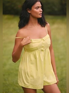 NEW! Lime Green by Anthropologie Clean Cut Playsuit Romper Short Sz S